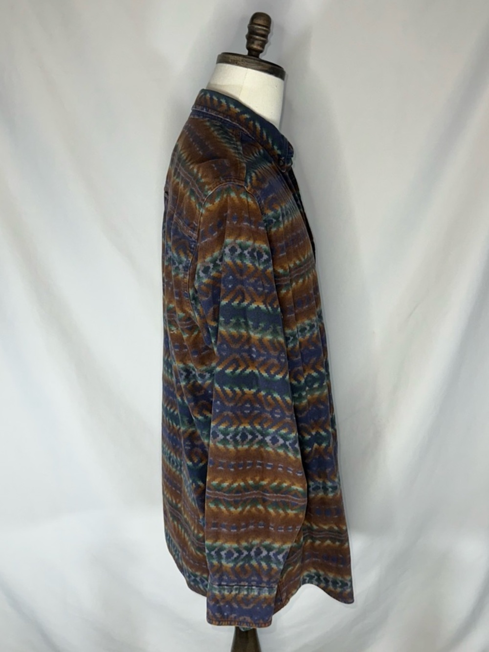 VTG Woolrich Men's XL Southwestern Aztec Flannel Shirt Geometric Earth Tones - Picture 4 of 7